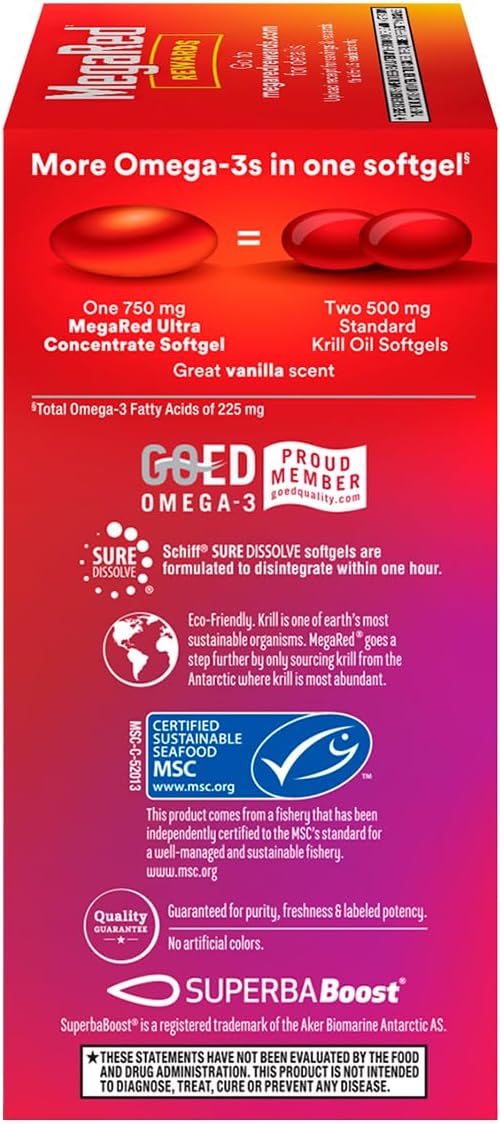 MegaRed Omega-3 Aceite de Krill Ultra Concentrado 750mg - Salud Cardiovascular