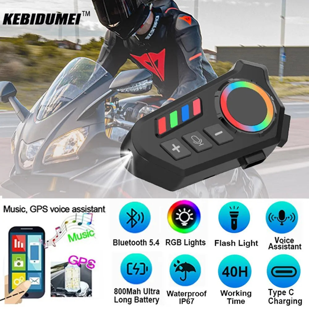 Auricular Bluetooth para Motocicleta con Batería Larga Duración - Manos Libres IPX Resistente al Agua