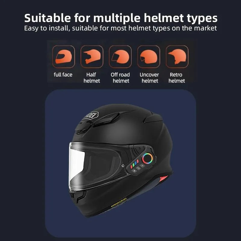 Auricular Bluetooth para Motocicleta con Batería Larga Duración - Manos Libres IPX Resistente al Agua